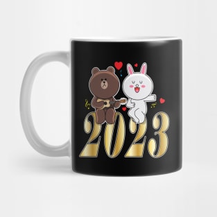 Brown Bear Cony Bunny Rabbit New Year 2023 Mug